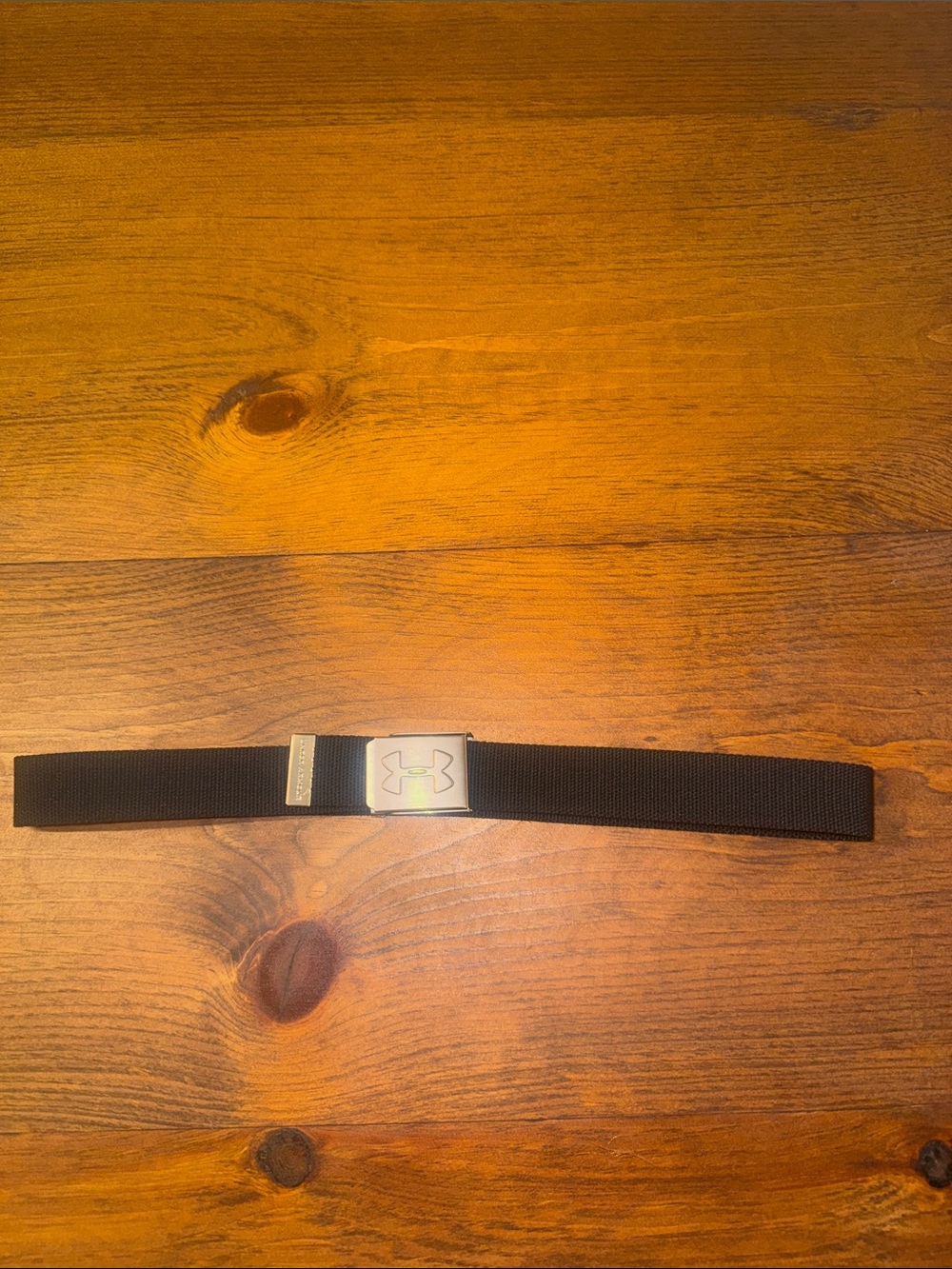 Under Armour Black Web Belt with Silver Logo Buckle